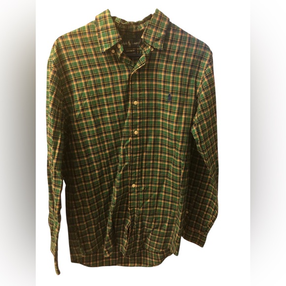 Ralph Lauren Long Sleeve Custom Fit Long Sleeve Button Down Shirt Med Cotton - Picture 1 of 16